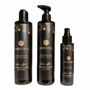 HAIRGOLD Botoks Effect - kuracja wypełniająca i odbudowująca włosy / szampon 250ml + maska 250ml + fluid 100ml