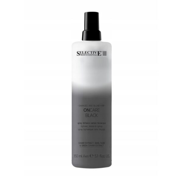 Selective Professional Oncare Black hair treatment spray bottle with black cap and gray gradient label.