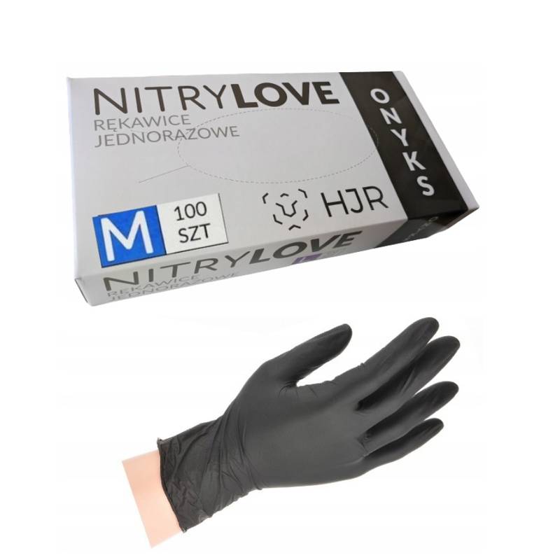 ONYKS Rękawiczki nitrylowe czarne M 100szt PF
