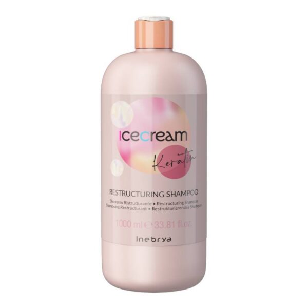 INEBRYA Ice Cream Keratin Shampoo – odbudowujący szampon z keratyną / 1000ml — Zdjęcie produktu 01