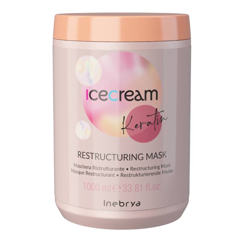 INEBRYA Ice Cream Keratin Mask – odbudowująca maska z keratyną / 1000ml — Zdjęcie produktu 01