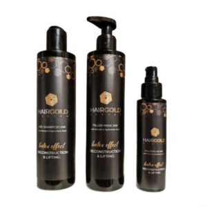 HAIRGOLD Botoks Effect - kuracja wypełniająca i odbudowująca włosy / szampon 250ml + maska 250ml + fluid 100ml