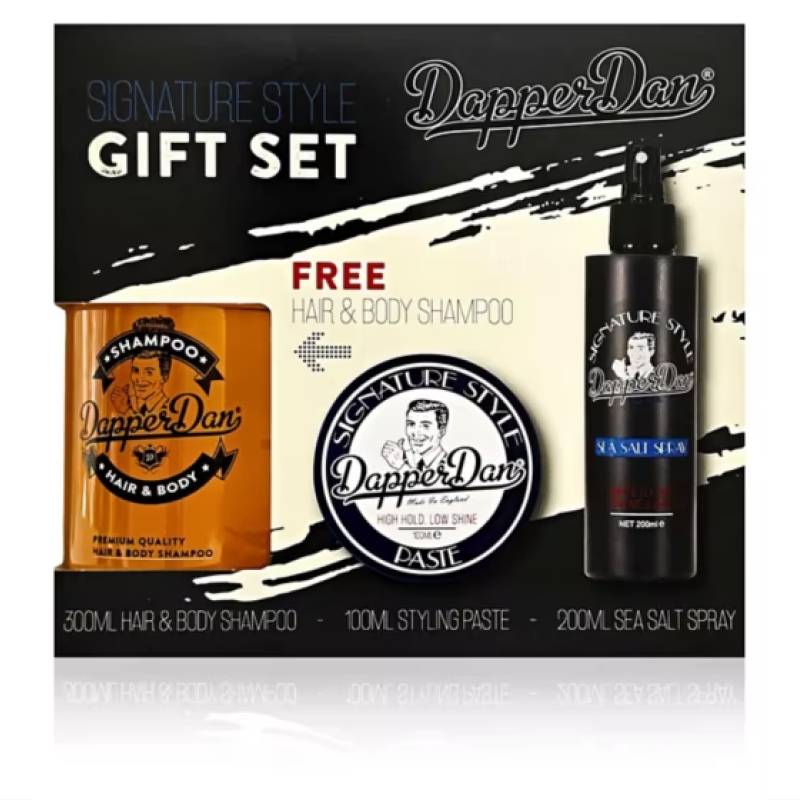 DAPPER DAN Signature Style Zestaw /300ml+100ml+200ml Szampon/Paste/Sea Salt